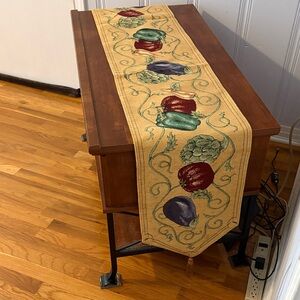 Vegetable tapestry table runner with tassels
